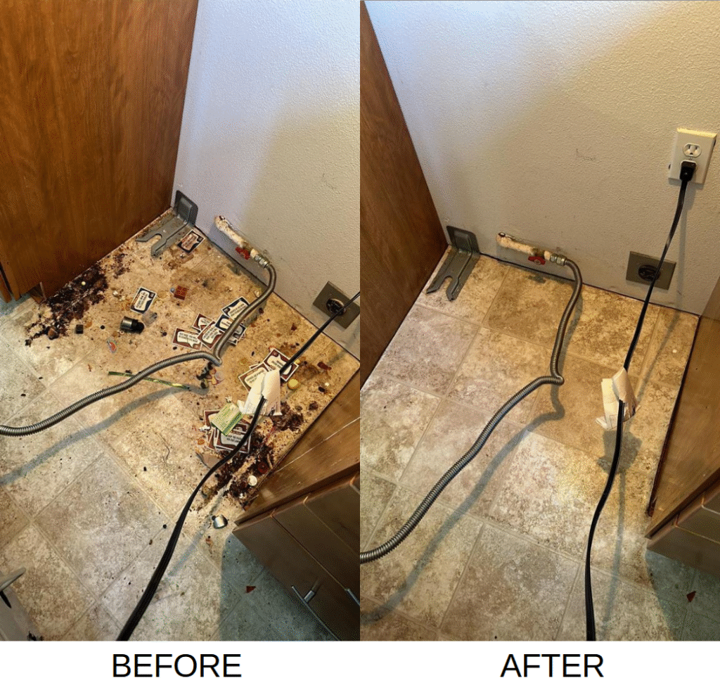 Under and Behind the Fridge - Before and After